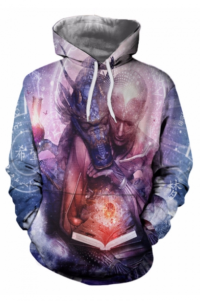Popular Movie Character Dragon Print Long Sleeves Pullover Hoodie with Pocket