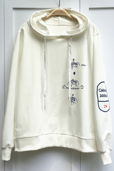 Popular Hand Letter Graphic Print Long Sleeves Pullover Hoodie