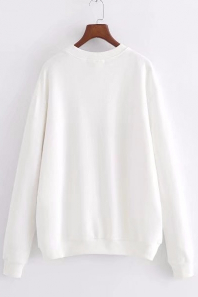 Spring's New Arrival Letter Printed Round Neck Long Sleeve Pullover Sweatshirt
