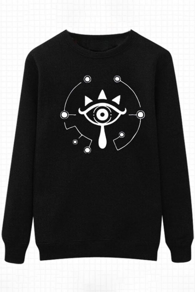 Stylish Eye Tribal Print Round Neck Long Sleeves Pullover Sweatshirt