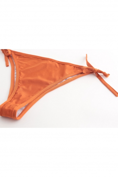 Holiday Sexy Plain Spaghetti Straps Hollow Out Tied Back Bikini