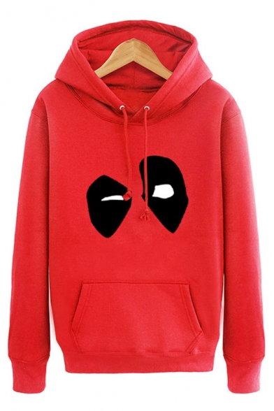 Popular Mask Print Long Sleeves Pullover Hoodie with Pocket