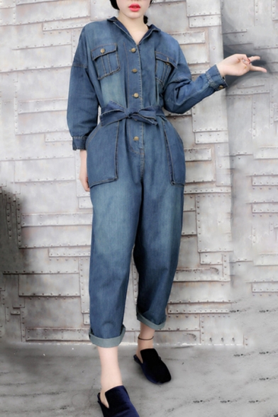 utility denim jumpsuit