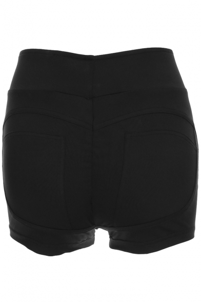 Simple Plain High Waist Slim Fit Women's Skinny Summer Shorts