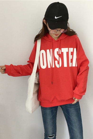 Chic Letter Print Long Sleeves Pullover Casual Fashion Hoodie