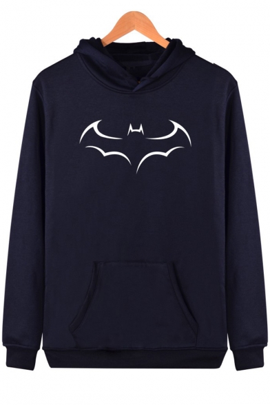 Pop Fashion Bat Pattern Long Sleeves Pullover Pocket Hoodie