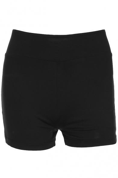 Simple Plain High Waist Slim Fit Women's Skinny Summer Shorts