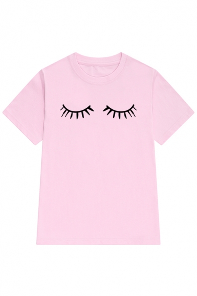 Pop Fashion Eyes Pattern Round Neck Short Sleeves Summer T-shirt