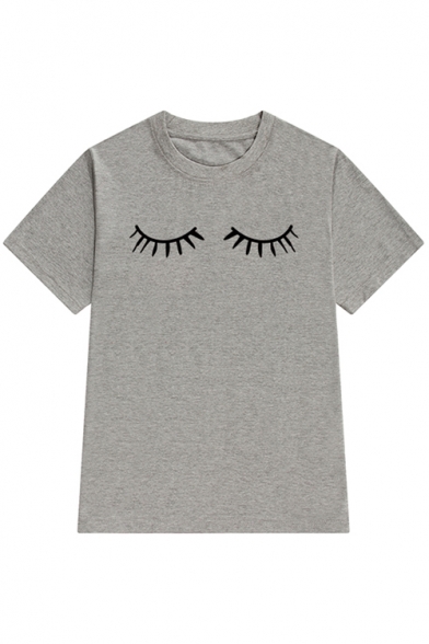 Pop Fashion Eyes Pattern Round Neck Short Sleeves Summer T-shirt
