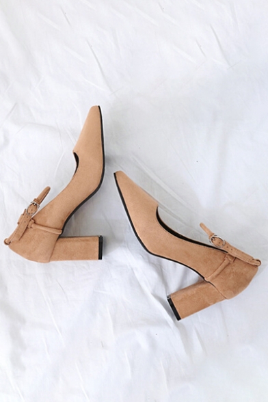 Fashionable Plain Ankle Tied Design High Heel Pointed Shoes