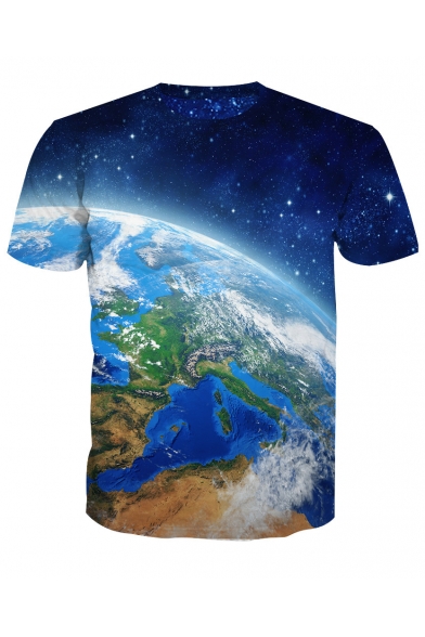 The Earth Galaxy Printed Round Neck Short Sleeve Loose Tee