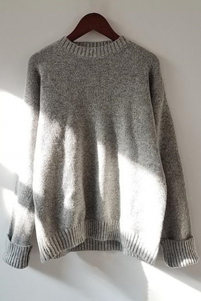 Winter Collection Round Neck Long Sleeve Plain Warm Pullover Sweatshirt