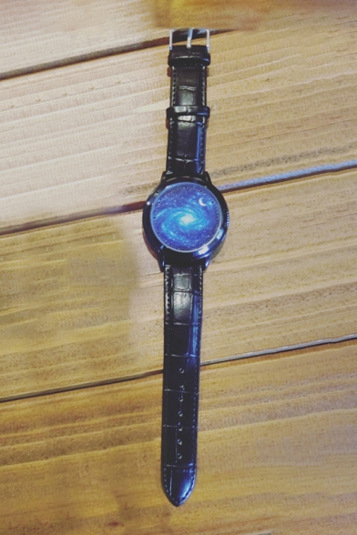 Fancy Galaxy Pattern Water Resistance Leather Quartz Watch