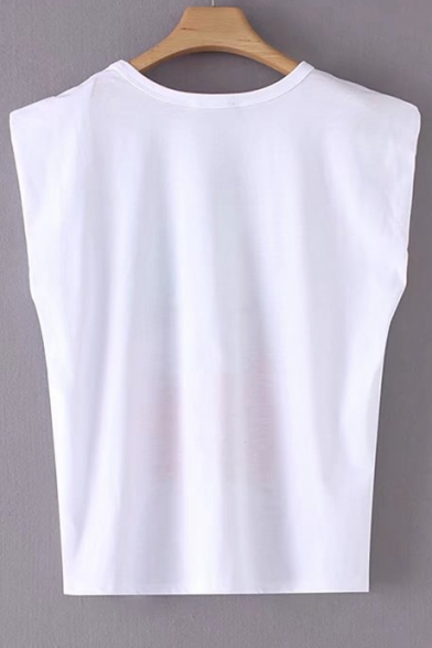 Chic Letter Chair Printed Round Neck Sleeveless Leisure Tank