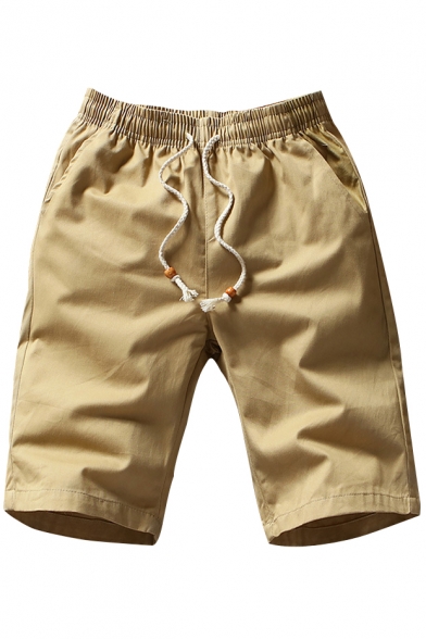 Drawstring Waist Plain Pocket Side Simple Design Men's Sports Shorts