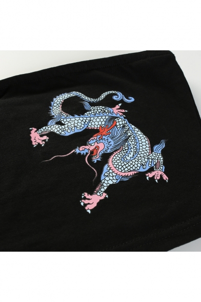 Retro Double Dragon Print Strapless Women's Bandeau Top