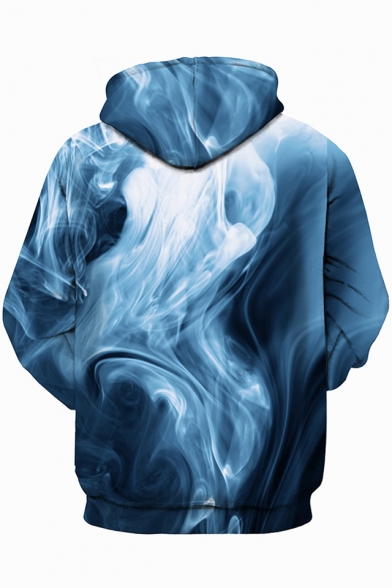 Unique Smoke Print Long Sleeves Pullover Hoodie with Pocket