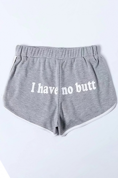 I HAVE NO BUTT Letter Printed Back Elastic Waist Leisure Sport Shorts