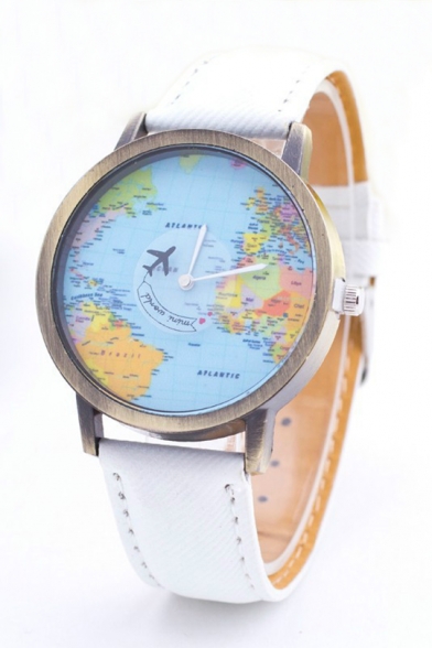 Leisure World Map Printed Fashion Unisex Watch