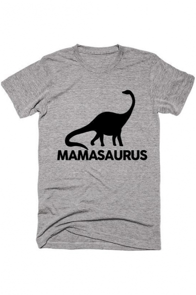 MAMASAURUS Letter Dinosaur Pattern Short Sleeve Graphic Tee