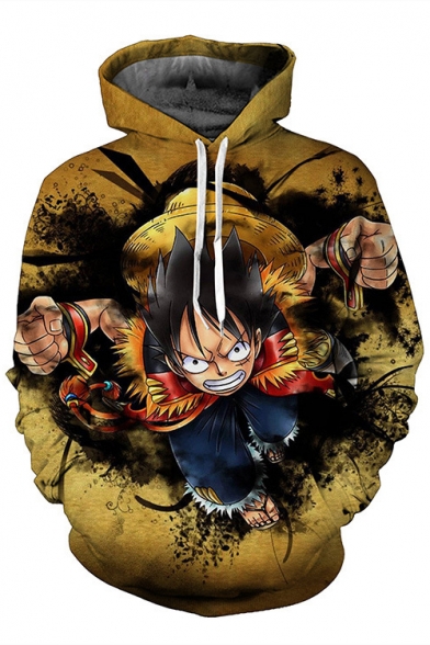 Unique Cartoon Character Printed Long Sleeve Oversize Hoodie with Pocket