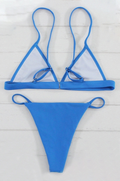 Classic Plain Spaghetti Straps Simple Fashion Beach Bikini Swimwear