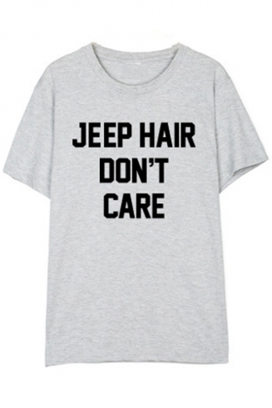 JEEP HAIR Letter Printed Round Neck Short Sleeve Tee