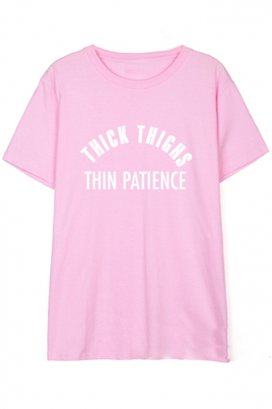 THICK THINGS Letter Printed Round Neck Short Sleeve Tee