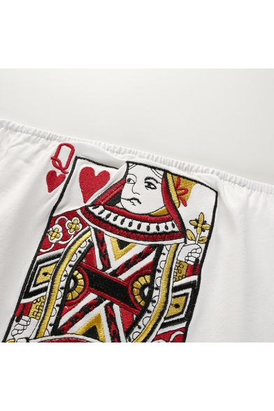 Playing Card Embroidered Strapless Crop Bandeau