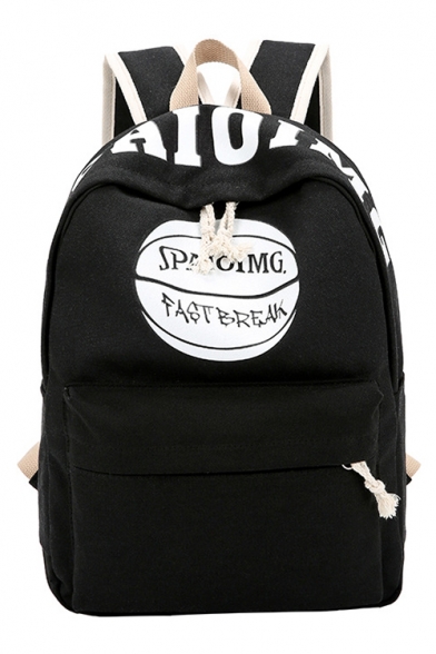 Stylish Basketball Letter Printed Zippered Daily Fashion Backpack School Bag