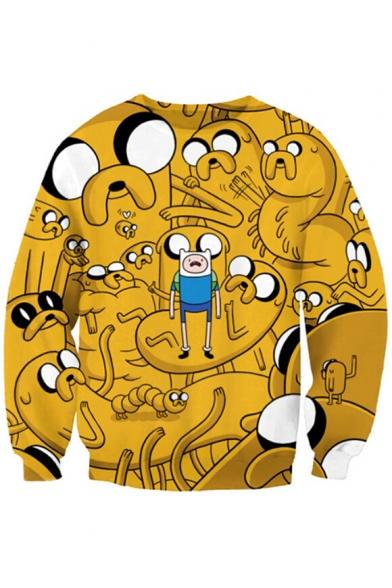 

Digital Cartoon Character Printed Round Neck Long Sleeve Unisex Pullover Sweatshirt