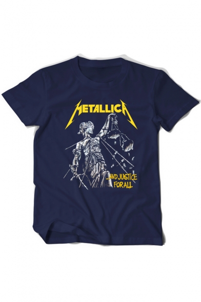METALLICA Letter Character Printed Round Neck Short Sleeve Tee