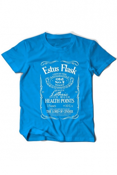 ESTUS FLASK Letter Print Cool Fashion Round Neck Short Sleeves Casual Tee