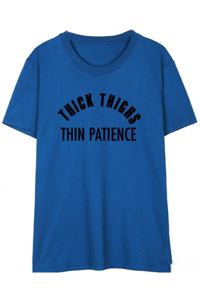 THICK THINGS Letter Printed Round Neck Short Sleeve Tee
