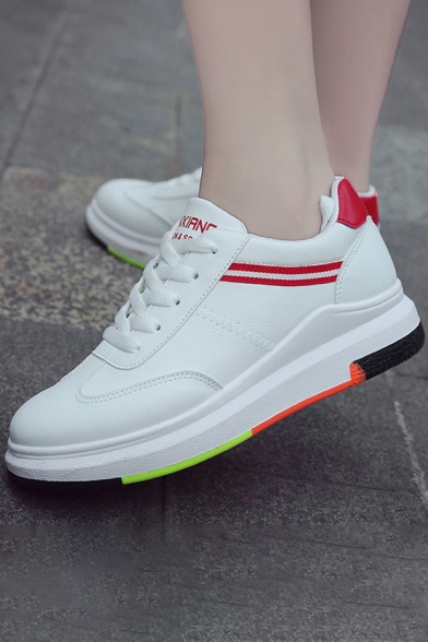 Trendy Striped Letter Pattern Lace-up Fastening Gym Shoes Sports Sneakers