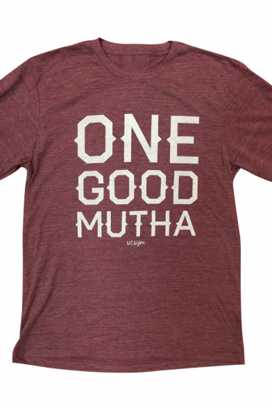 ONE GOOD MUTHA Letter Printed Short Sleeve T-shirt