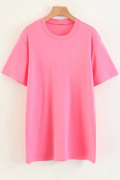 Simple Fashion Plain Round Neck Short Sleeves Casual Popular Tee