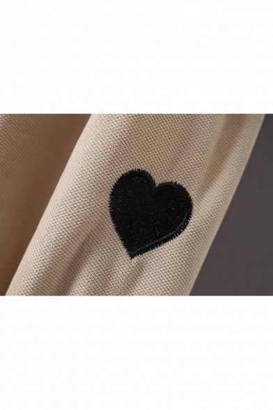 Heart Embroidered High Neck Long Sleeve Buttons Down Shirt