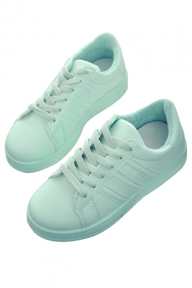 Stylish Plain Lace-up Fastening Outdoor Sports Gym Shoes Sneakers