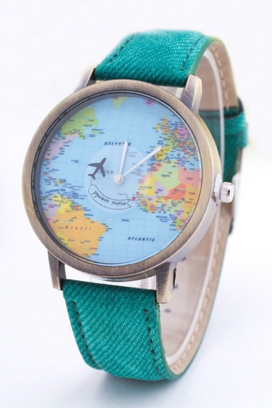 Leisure World Map Printed Fashion Unisex Watch