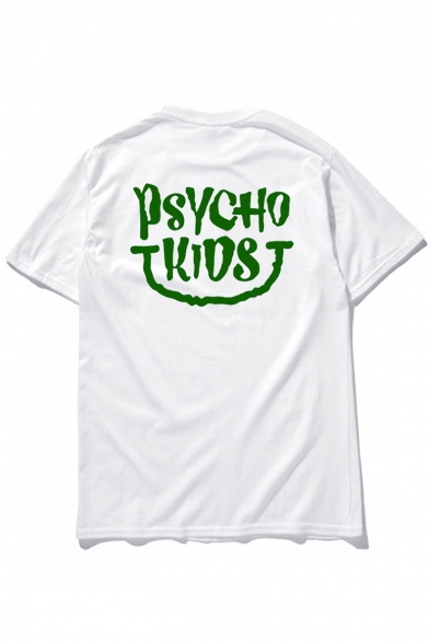 Chic PSYCHO KIDS Letter Print Round Neck Short Sleeves Summer T-shirt