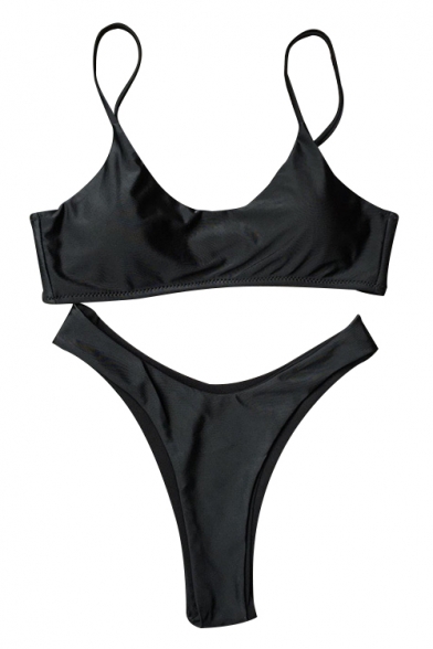 Simple Basic Classic Fashion Spaghetti Straps Summer Bikini Swimwear