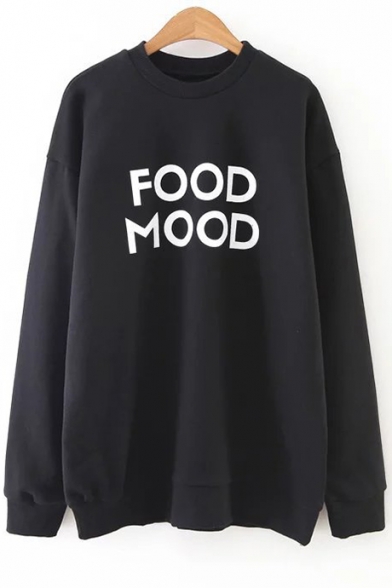 

Food Mood Simple Letter Print Dropped Shoulder Pullover Sweatshirt, LC470853