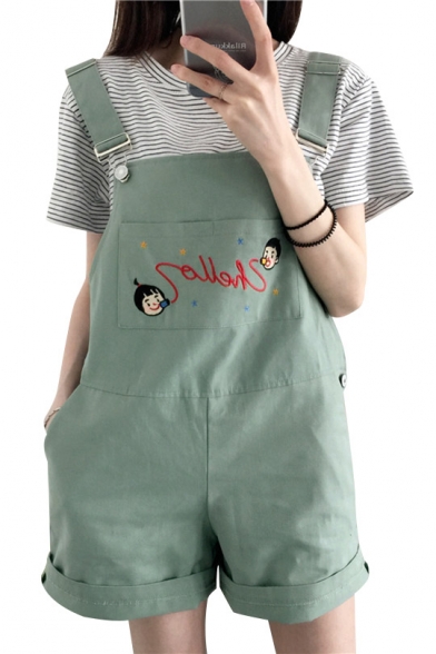 Letter Children Embroidered Loose Overall Romper