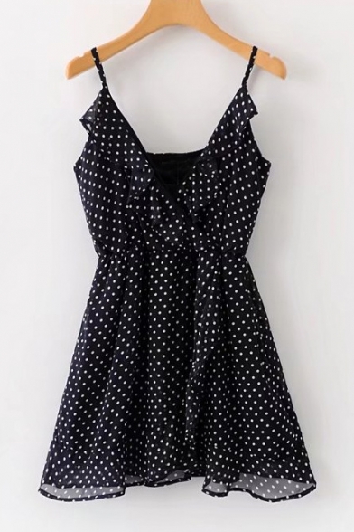 black polka dot cami dress