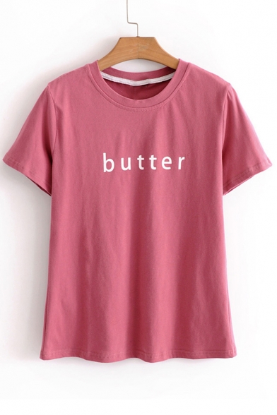BUTTER Letter Printed Round Neck Short Sleeve Tee