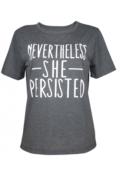 NEVERTHELESS Letter Printed Round Neck Short Sleeve Tee