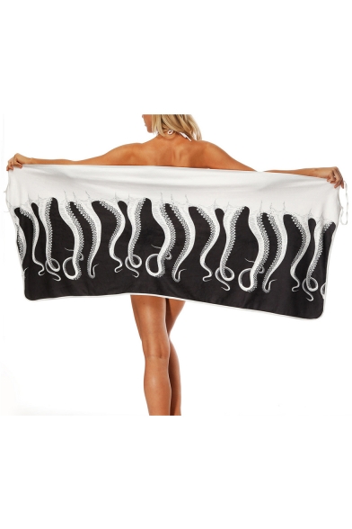 Color Block Octopus Printed Beach Bath Towel