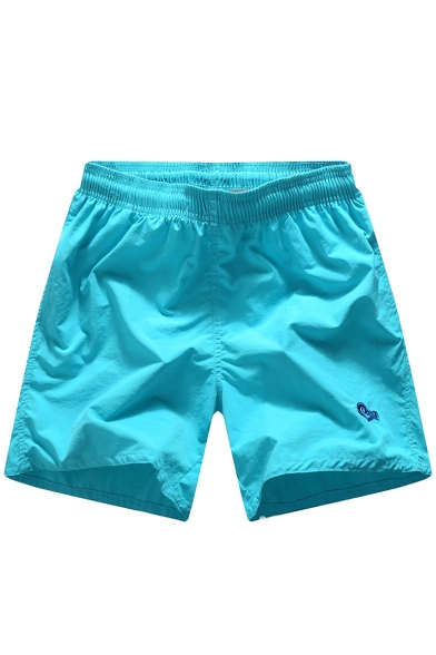 Solid Drawstring Neon Yellow Quick Dry Mens Bright Turquoise Swim Trunks with Liner and Inner Drawcord
