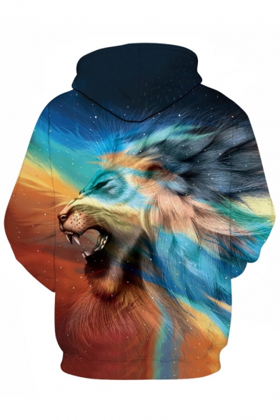 Colorful Lion Printed Long Sleeve Hoodie